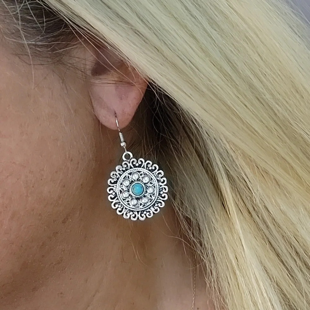Southwestern Medallion Drop Earrings
